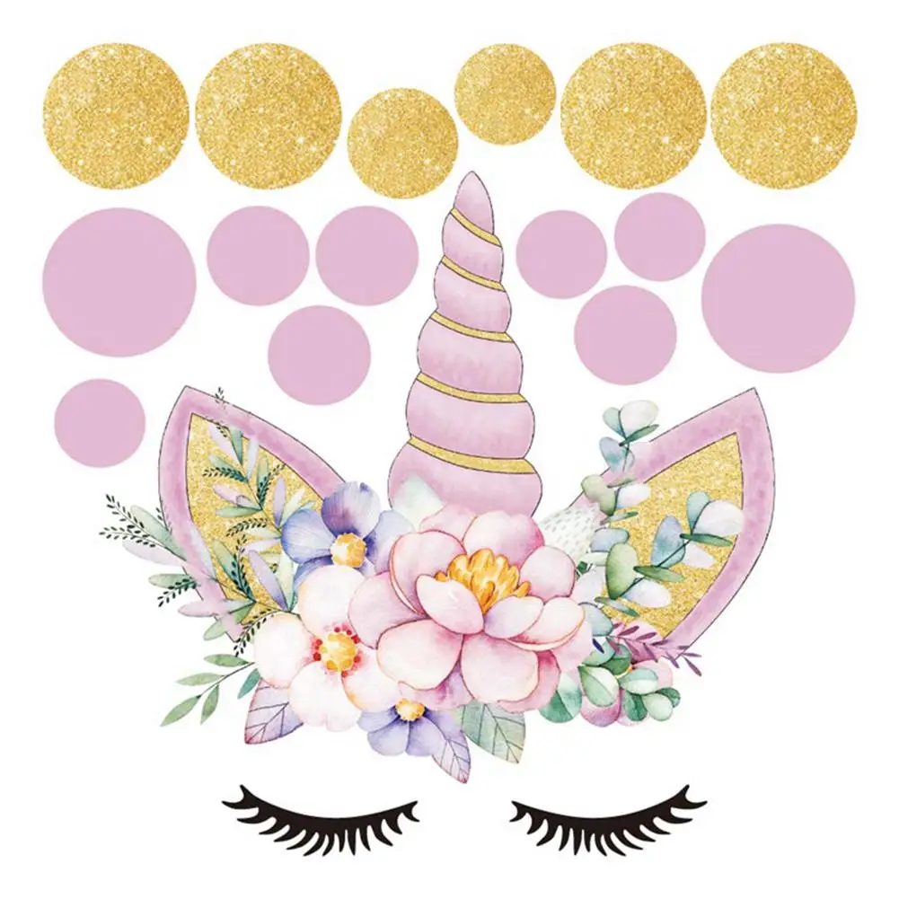 Красочный цветок животное Наклейка на стену в форме единорога 3D Художественная