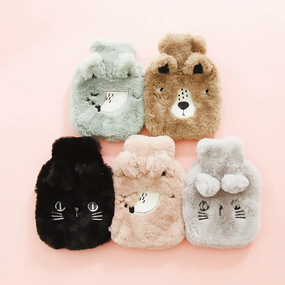 

Mealivos Portable Hand Warmer Water Injection Hot Water Bottle Water-filling Big Hot Water Bag Cartoon Animals Plush Pocket
