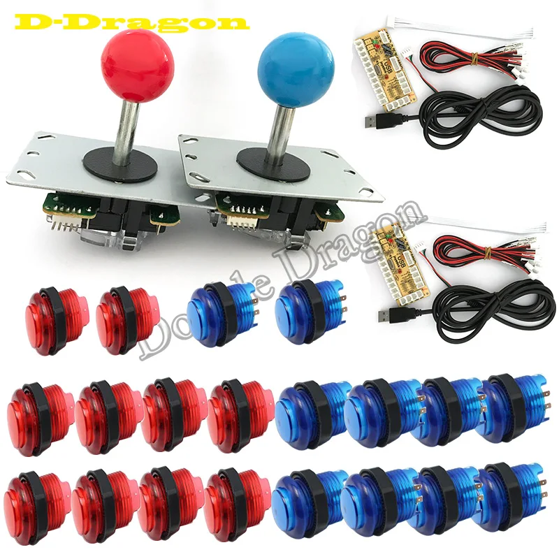 MAYITR DIY аркадные игровые джойстики комплекты BL 5V светодиодсветодиодный кнопки + USB