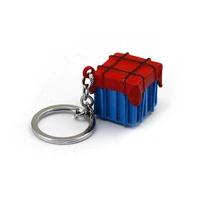 mengtuyi hot game keychain air drop supply crate model metal pendant battleground pubg metal keyring blue red chaveiro accessory