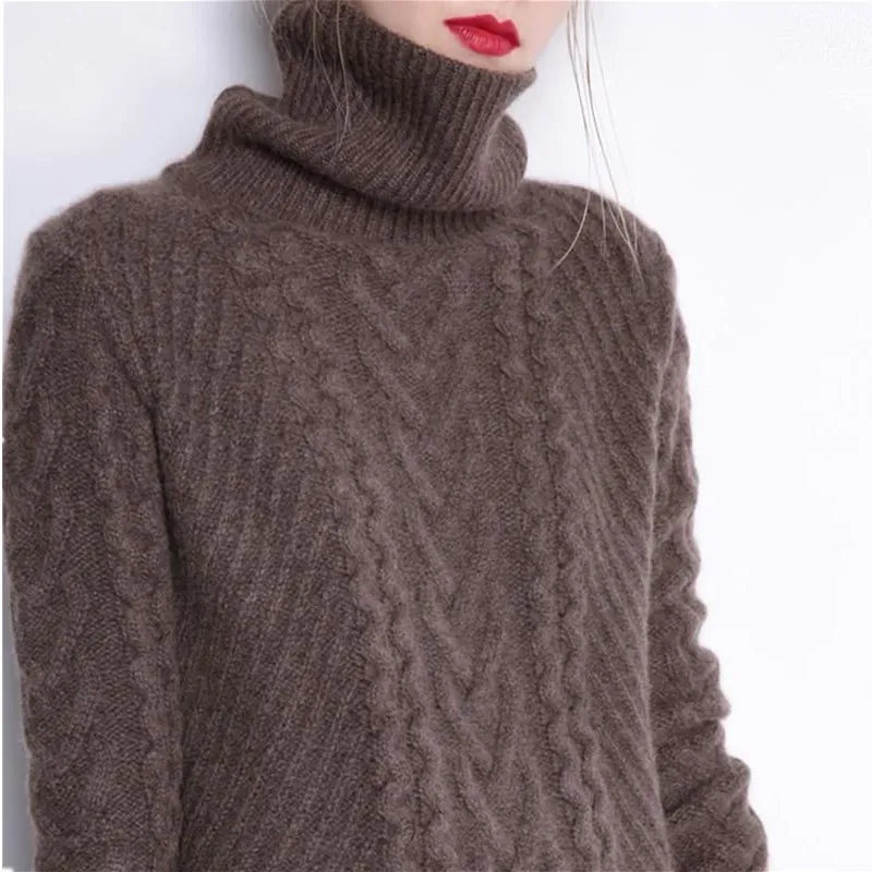 GejasAinyu sweaters fashion women turtleneck sweater Long dress Loose knitting Pullover womens winter tops | Женская одежда