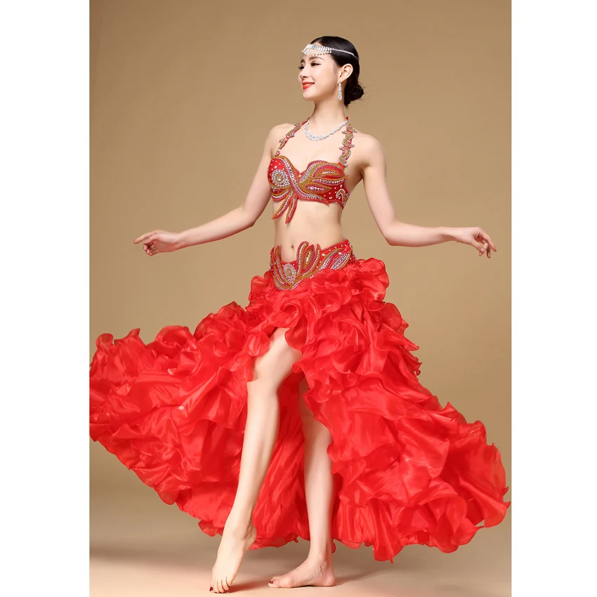 New Performance Dancewear Bellydance Clothes Professional Women Egyptian Belly Dance Bra Belt Skirt Oriental Beaded | Тематическая