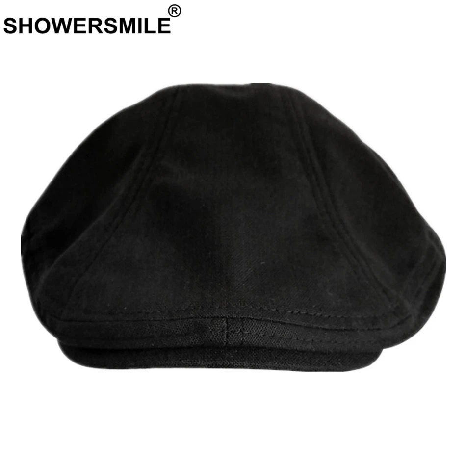 SHOWERSMILE винтажные плоские кепки s для мужчин, одноцветные льняные береты, Женская Повседневная кофейная шапка duckbill& Ivy, брендовые летние дышащие шапки