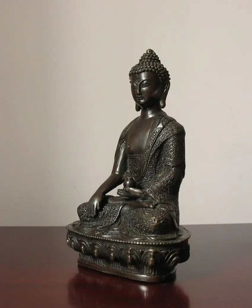 ymying Old Tibet Tibetan Buddhist Bronze Shakyamuni Buddha Statue | Дом и сад