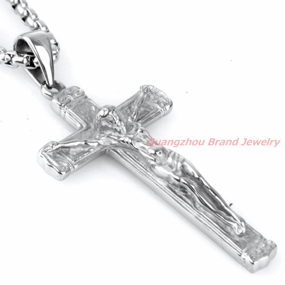 Цепочка с кулоном из нержавеющей стали 316L ожерелье крестом и изображением Иисуса
