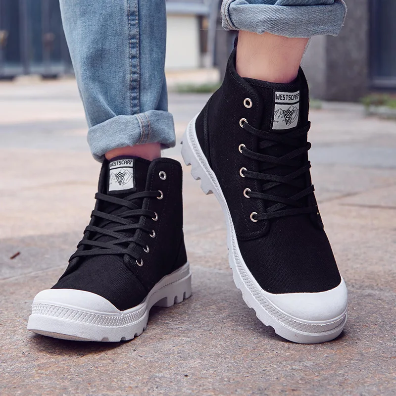 Мужская обувь модная повседневная парусиновая с высоким берцем в стиле пэчворк