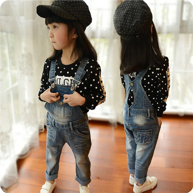 

2017 new children's denim overalls Korean version children's clothing children boys girls trousers cute frock kids clothes baby