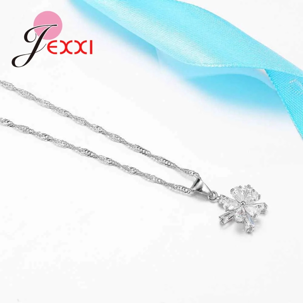 Женское ожерелье с цепочкой Delicate Blossom серьги-кольца из настоящего серебра 925