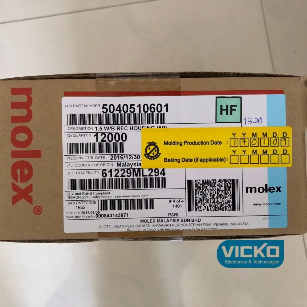 

[VK]ORIGINAL connector 504051-0601 5040510601 Molex 6P black shell 1.5mm 5040510601 6PIN