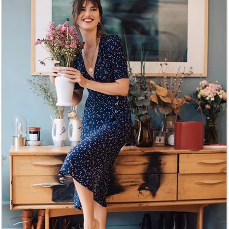 Женское платье на пуговицах с v образным вырезом винтажное пляжное шнуровке