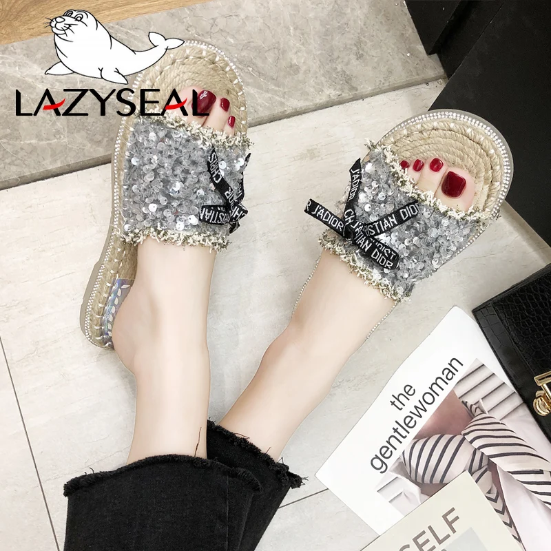 LazySeal/ г.; женская обувь; пляжные вьетнамки; обувь на плоской подошве; тапочки с тростником; женские мокасины; босоножки без задника; Buty Damskie