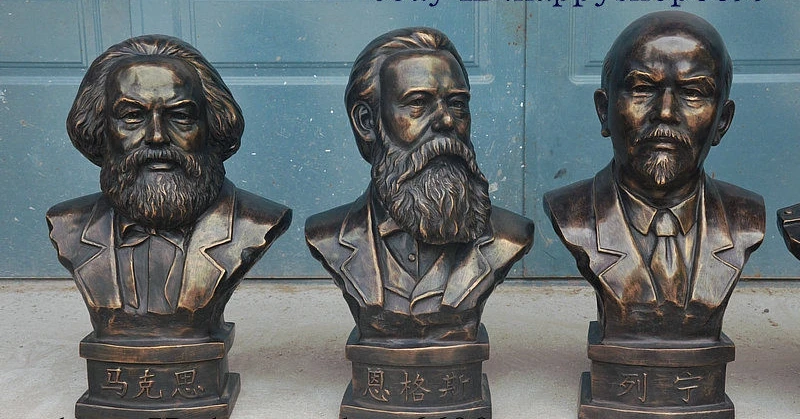 19 &quot4 коммунистические истончики Повелители бронзовая мрамор Энгельс Ленин