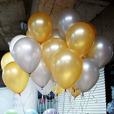 gold silvery 100 шт/партия шарики для свадьбы 10 Дюймов 1,5 г поставка красочные красные вечерние воздушные шары на день рождения детские надувные игрушки золотые латексные воздушные шары - Цвет: gold silvery