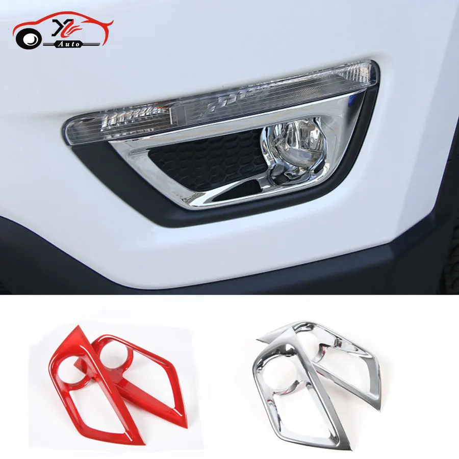

car styling 2Pc ABS Silver Red Trim Front Fog Light Cover Decoration Exterior Accessories For Jeep Compass 2017 UP Free Shipping