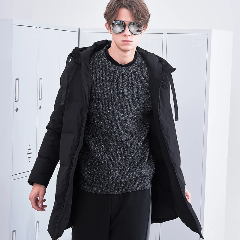 Pioneer Camp thick winter down jacket men brand clothing long warm duck coat male top quality black AYR801474 | Мужская одежда