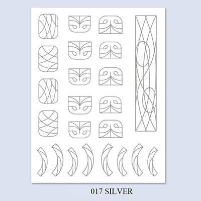 17silver 3D Nail Art Sticker Gold Silver Circle Nail Stickers Hollow Geometry Line Adhesive Slider Sticker Star Moon Decals Z0158 - Цвет: 17silver