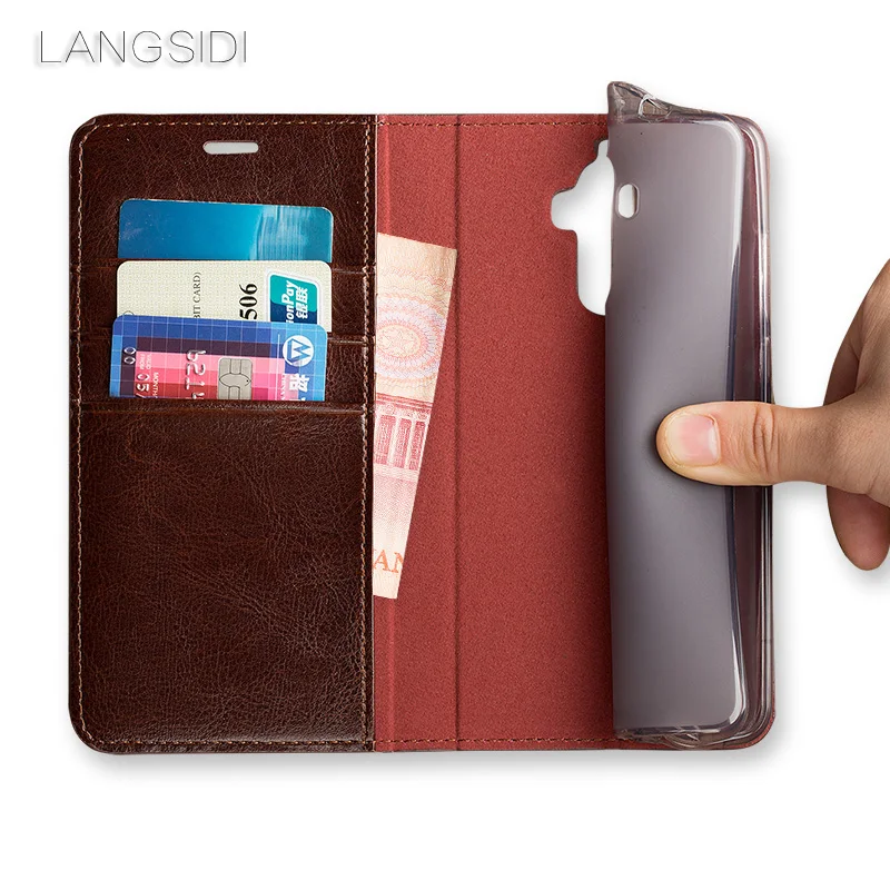 wangcangli For iphone 8 phone case Oil wax skin wallet flip Stand Holder Card Slots leather to send glass film | Мобильные телефоны