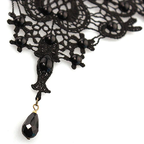 Женское кружевное ожерелье с подвеской-кулоном ожерелье-чокер черного цвета и