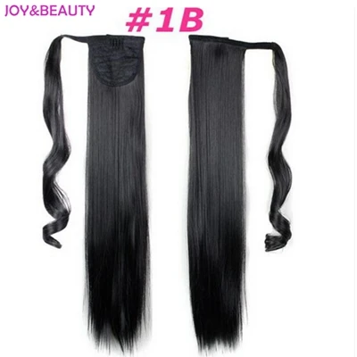 # 1B JOY& BEAUTY, синтетические волосы, Длинные прямые, высокотемпературное волокно, обертывание вокруг конского хвоста, волосы для наращивания, 24 дюйма, 120 г - Цвет: # 1B