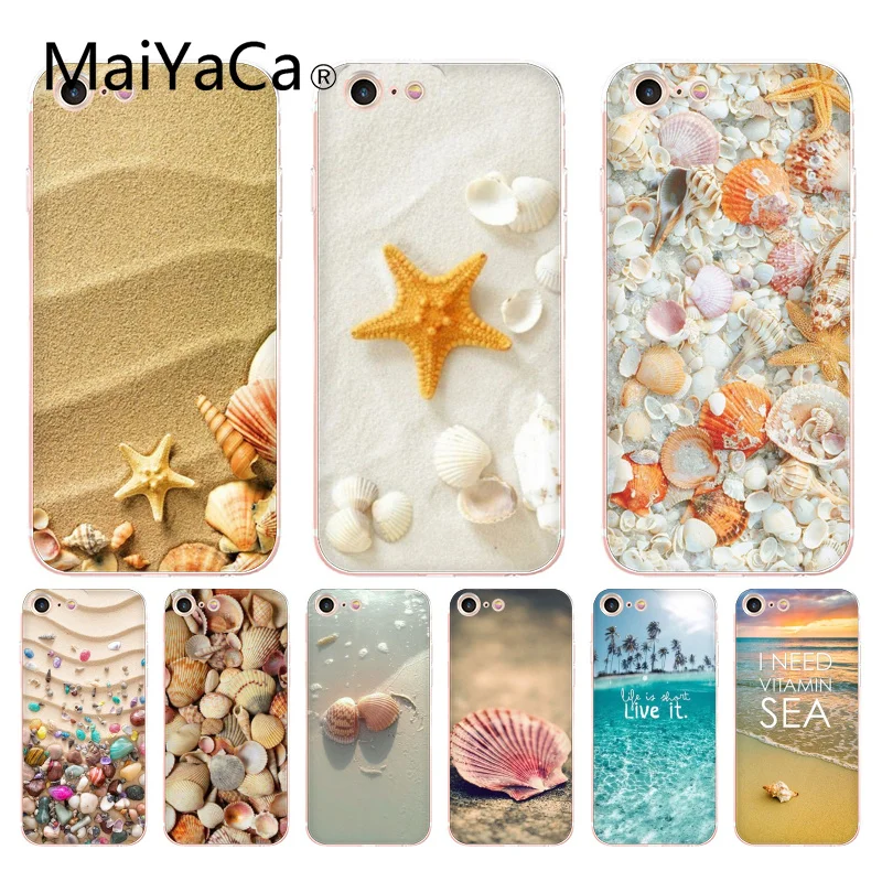 Чехол MaiYaCa для iphone 7 6 X ультра тонкий чехол телефона с морскими ракушками и