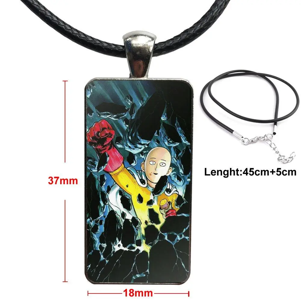 Японский аниме One Punch Man модный стеклянный кабошон кулон прямоугольное ожерелье