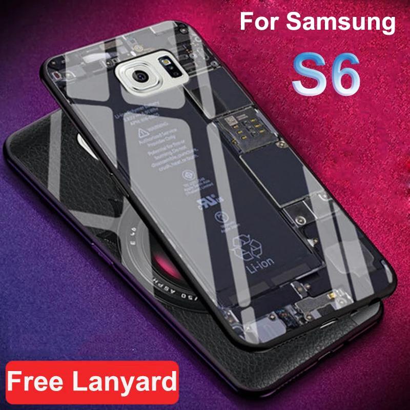 Чехол для Samsung Galaxy S6 задняя крышка из закаленного стекла с ретро-рисунком G920F G920V