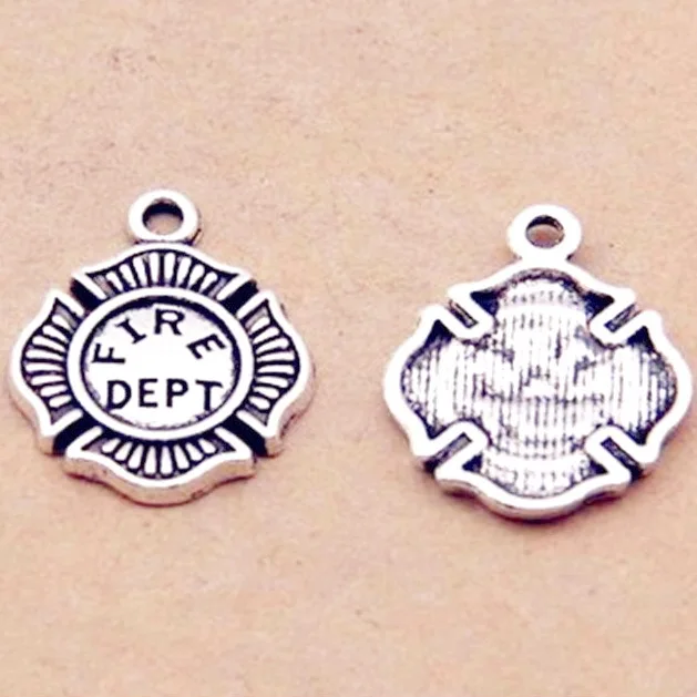 

Hot selling 10 pieces/lot 18mm*7mm Diy Jewelry Accessory Fire dept pendant handmade craft charm for jewelry making