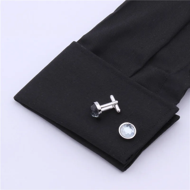 Круглые запонки HAWSON с резным стеклом Модные мужские французские аксессуары для