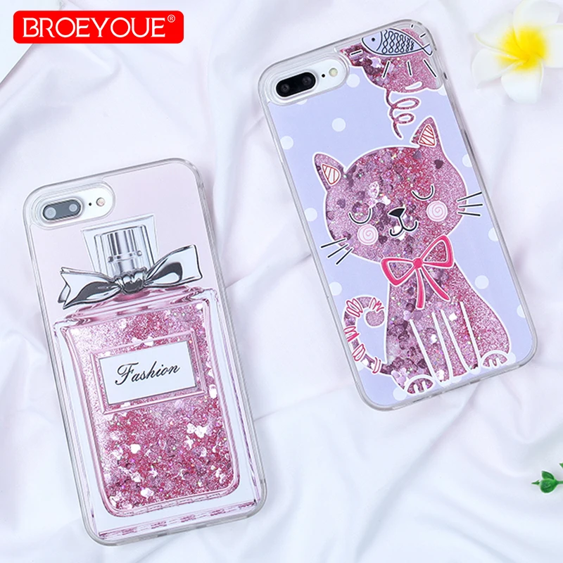 Чехол для телефона BROEYOUE Dynamic Liquid iPhone 7 Plus 5 5S 6 6S X SE жесткий чехол с блестящим песком