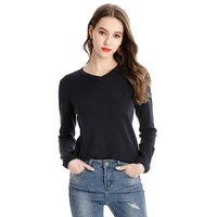 women brief v neck bottoming shirt slim sweater 100 cotton yarn pull femme fine knitting sweaters girl autumn pullover knitwear