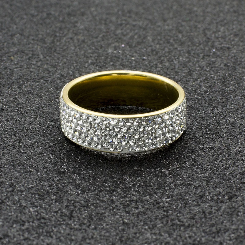 5 Rows Crystal Stainless Steel Rings For Women Full Finger Love Wedding Band Jewelry Wholesale Suppliers | Украшения и аксессуары