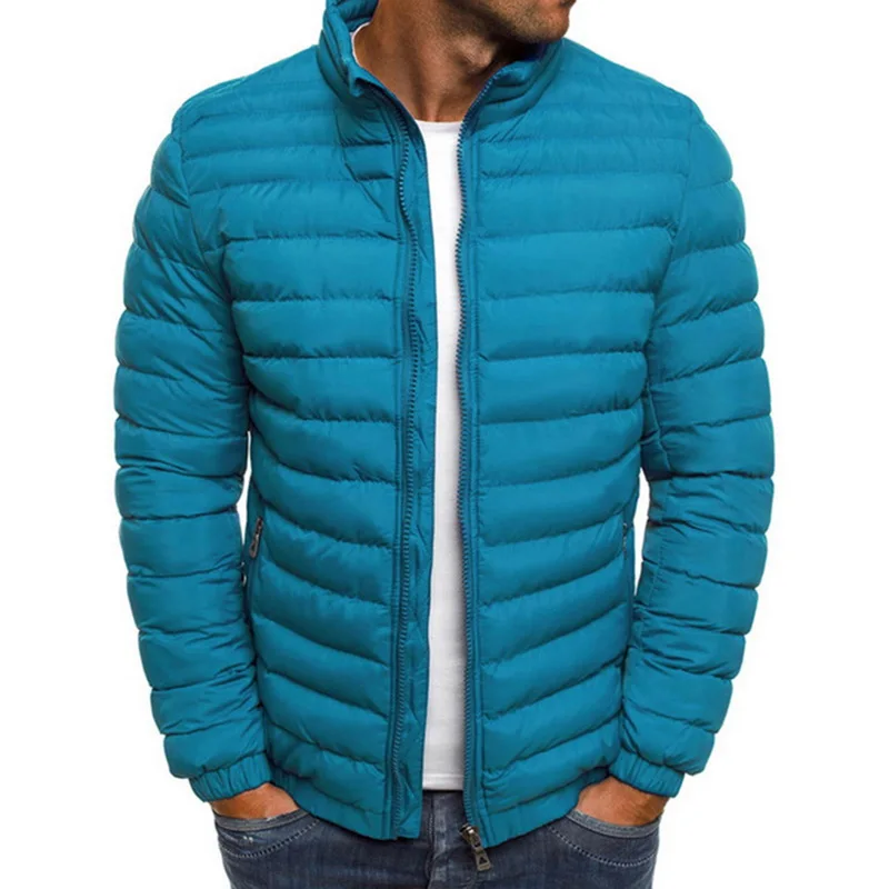 HEFLASHOR Mens Solid Warm Parka Autumn Winter men jacket coat Trench Waterproof Zipper Pocket Stand Collar Male Striped Parkas | Мужская
