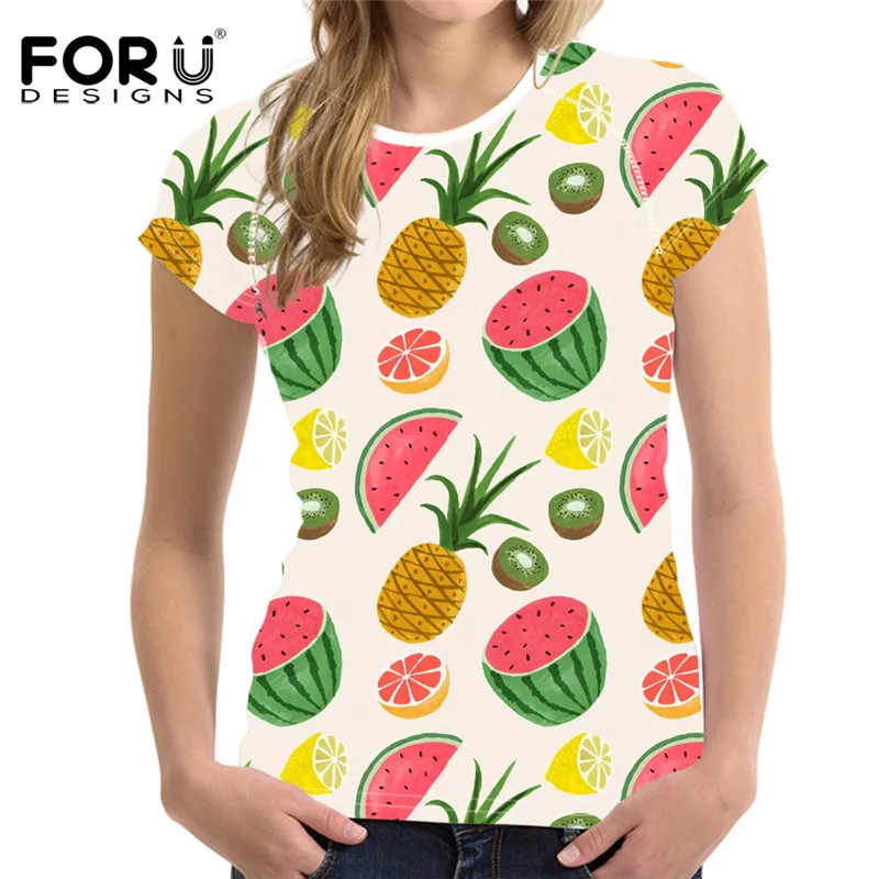 Модные летние футболки FORUDESIGNS женские повседневные с коротким рукавом и принтом