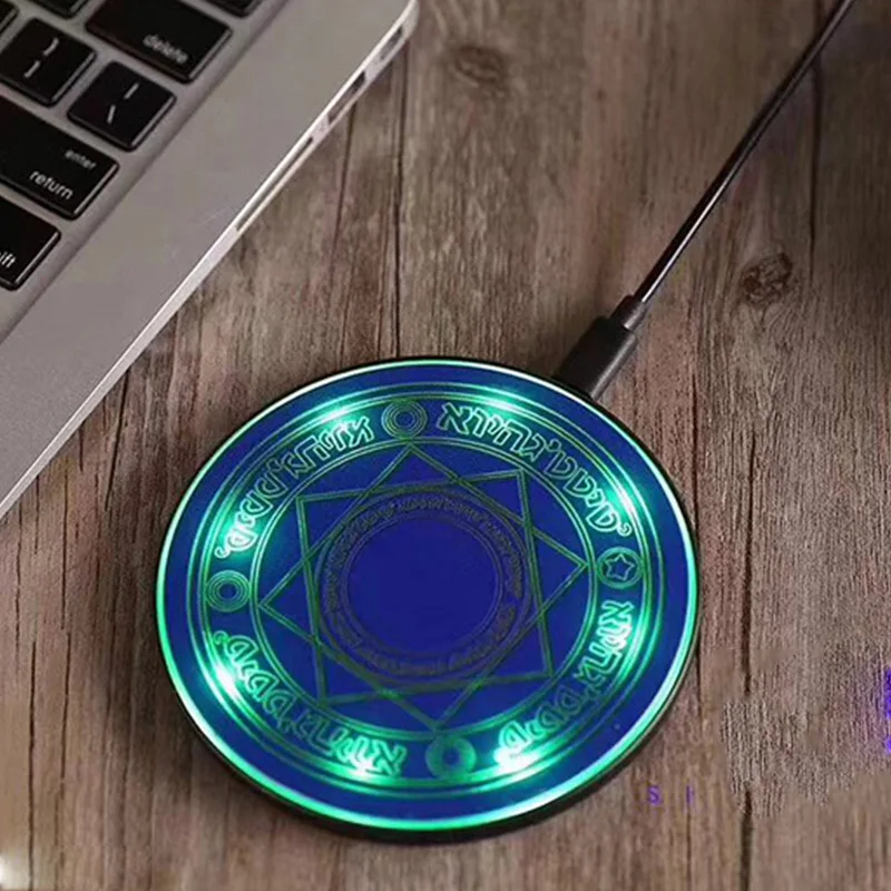 Беспроводное зарядное устройство Qi 10 Вт Magic Circle быстрая зарядка со светодиодной