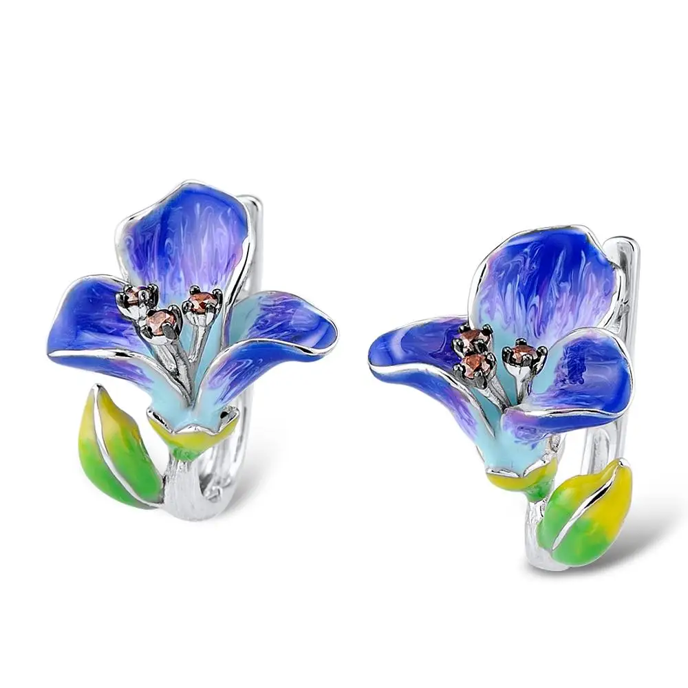 Женские серебряные сережки SANTUZZA из стерлингового серебра 925 пробы morning glory Flower