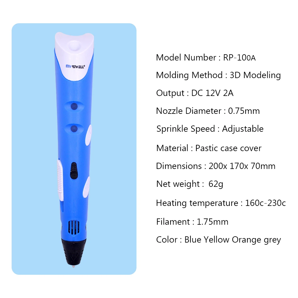 Ручка Myriwell 3D Magic DIY ручка для печати 3D-принтера с основанием/адаптером питания/100 м