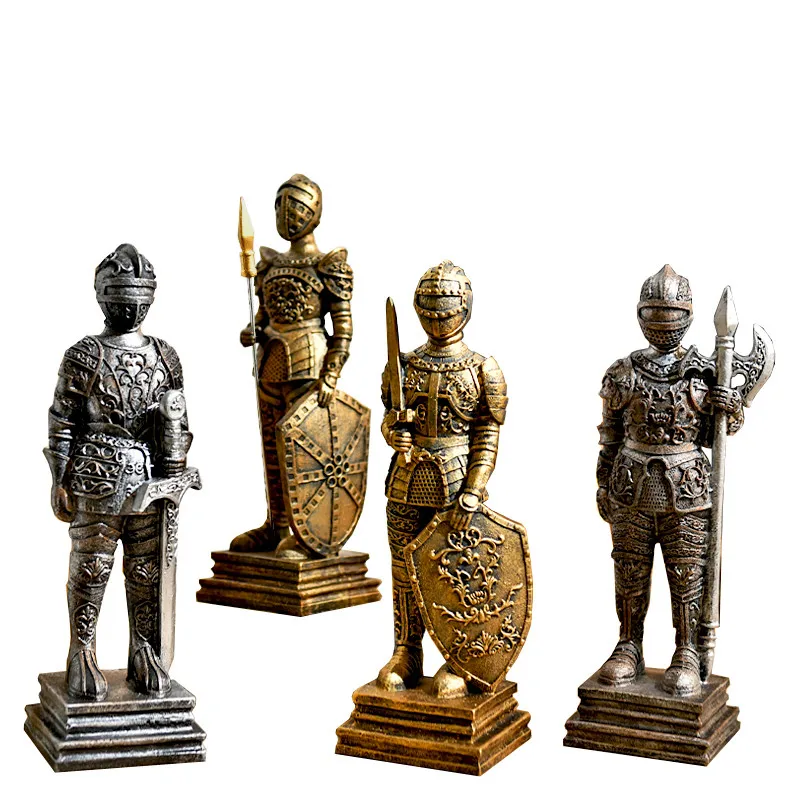 Европейский стиль ретро креативный римский солдат статуя гостиной воины
