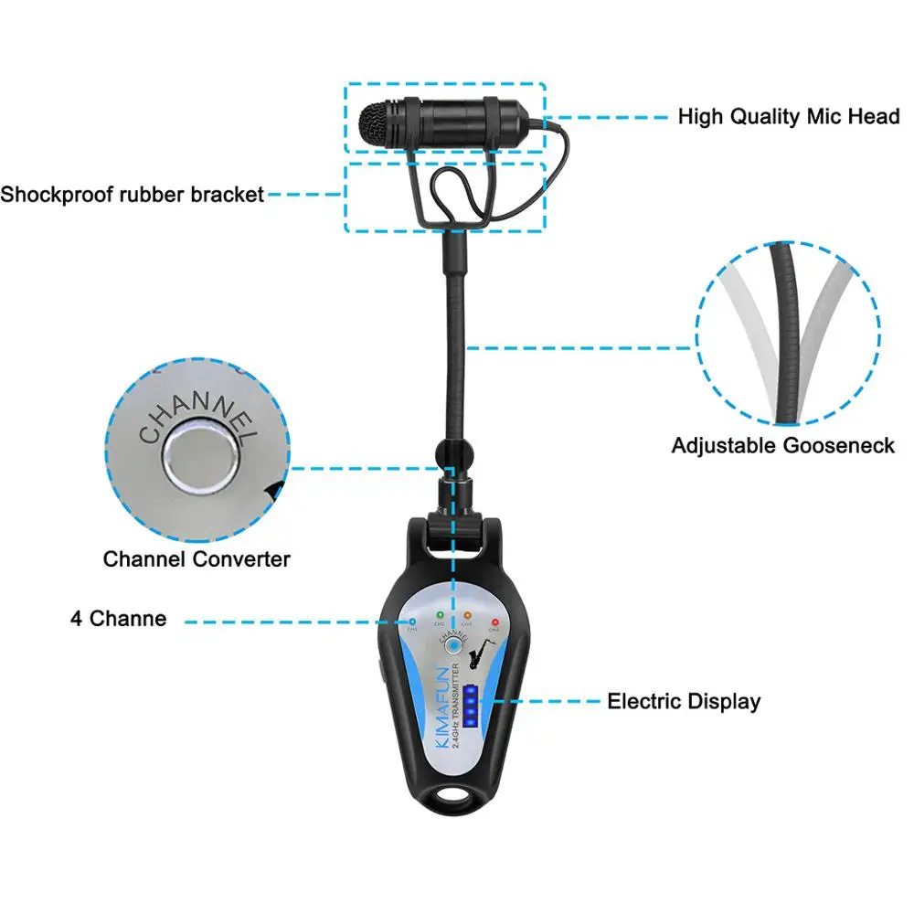 KIMAFUN KM CX306 3 Профессиональный 2 4G инструмент беспроводной микрофон для саксофона