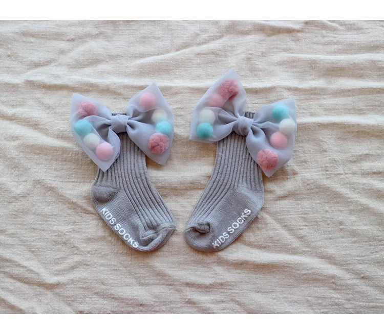 Новые милые детские носки с бантами для малышей Гольфы девочек хлопок высокие