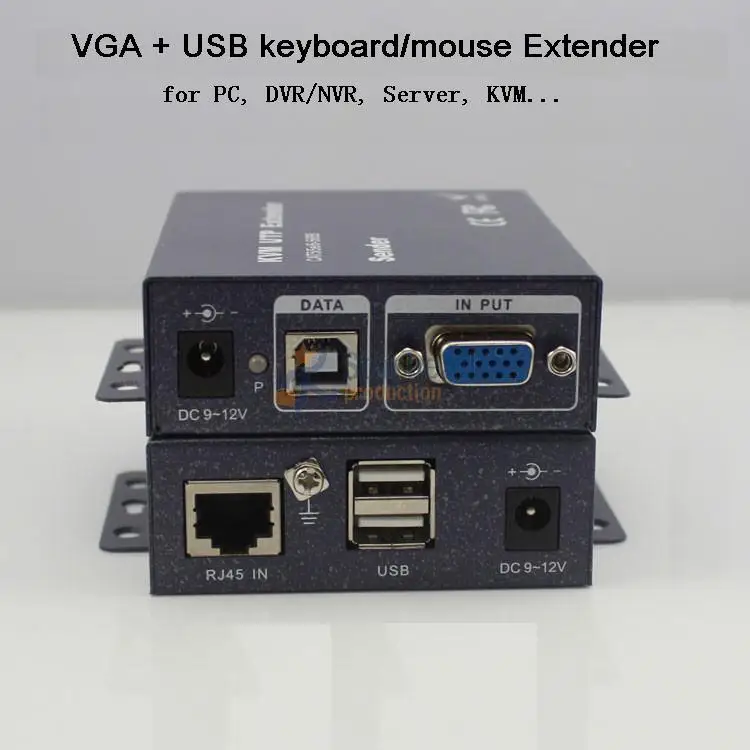 KVM UTP удлинитель VGA + Беспроводная USB клавиатура мышь питание вкл/выкл 100 метров от