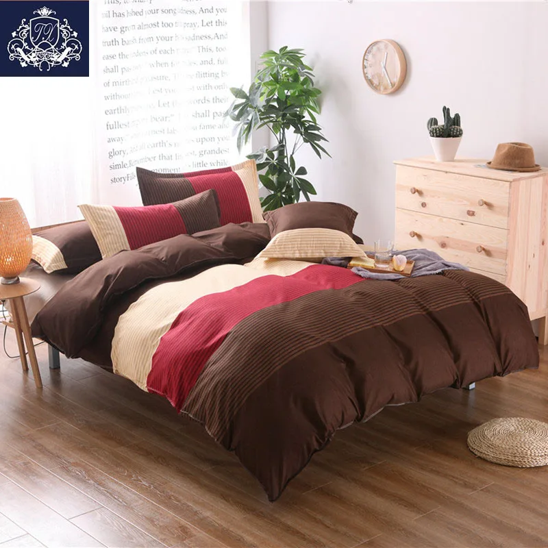 Красно коричневые комплекты постельного белья в клеточку двухслойная хлопковая