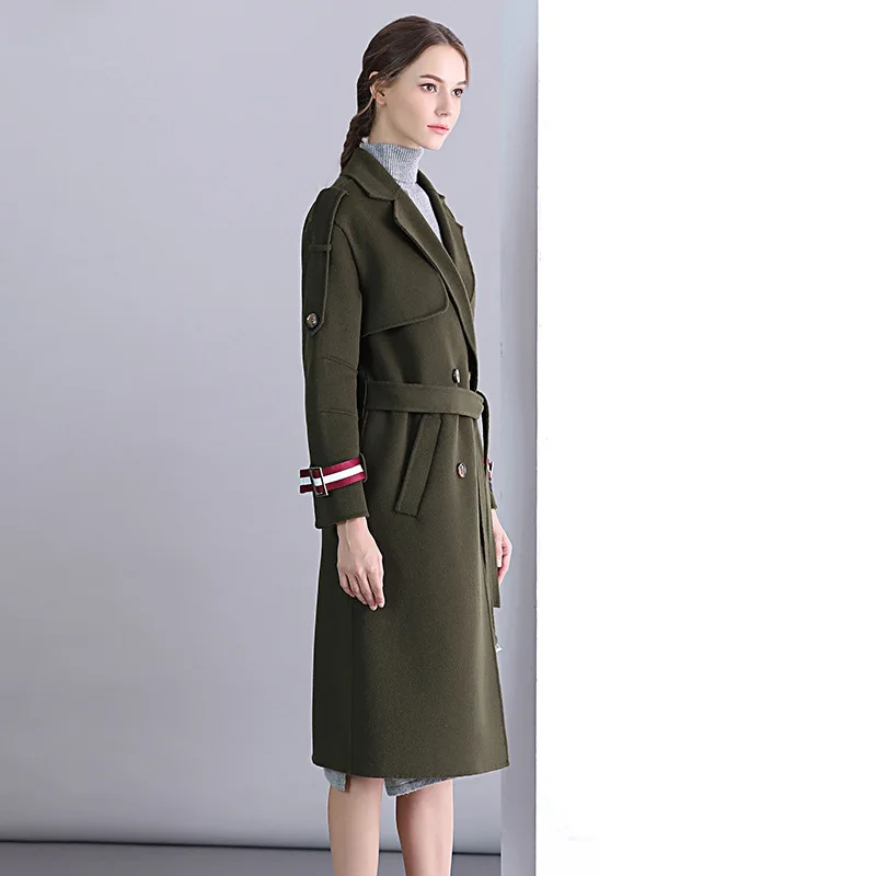 Офис женское облегающее кашемировое пальто с поясом 2019 зимнее Европейское Новое