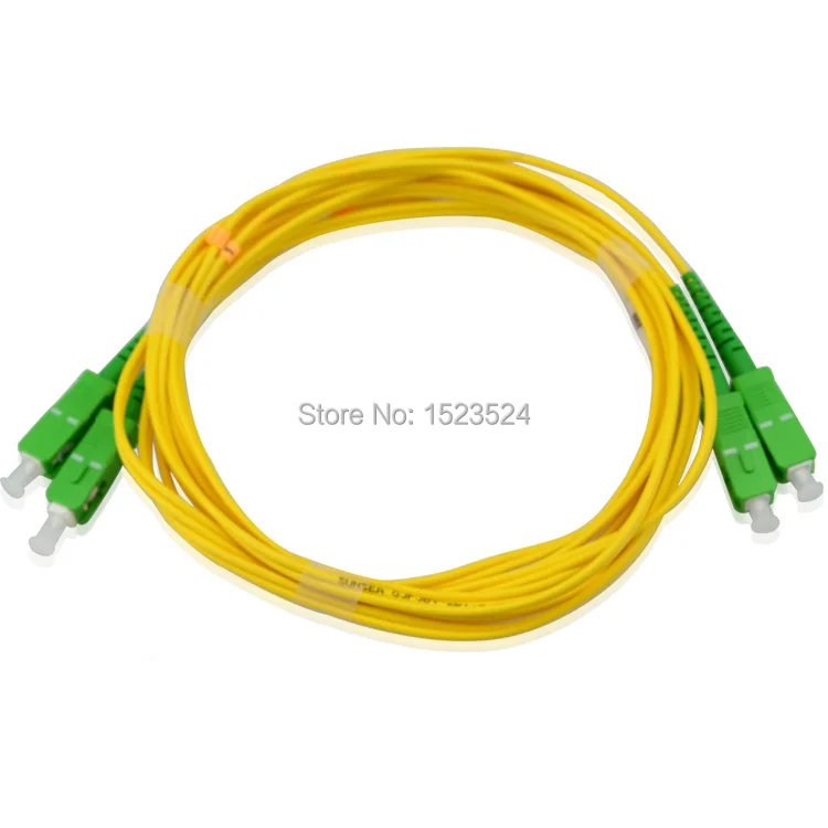 Free Shipping 5pcs/lot SC/APC 3M Singlemode Duplex Fiber Optic Patch Cord Cable SC FTTH Fiber Optic Jumper Cable