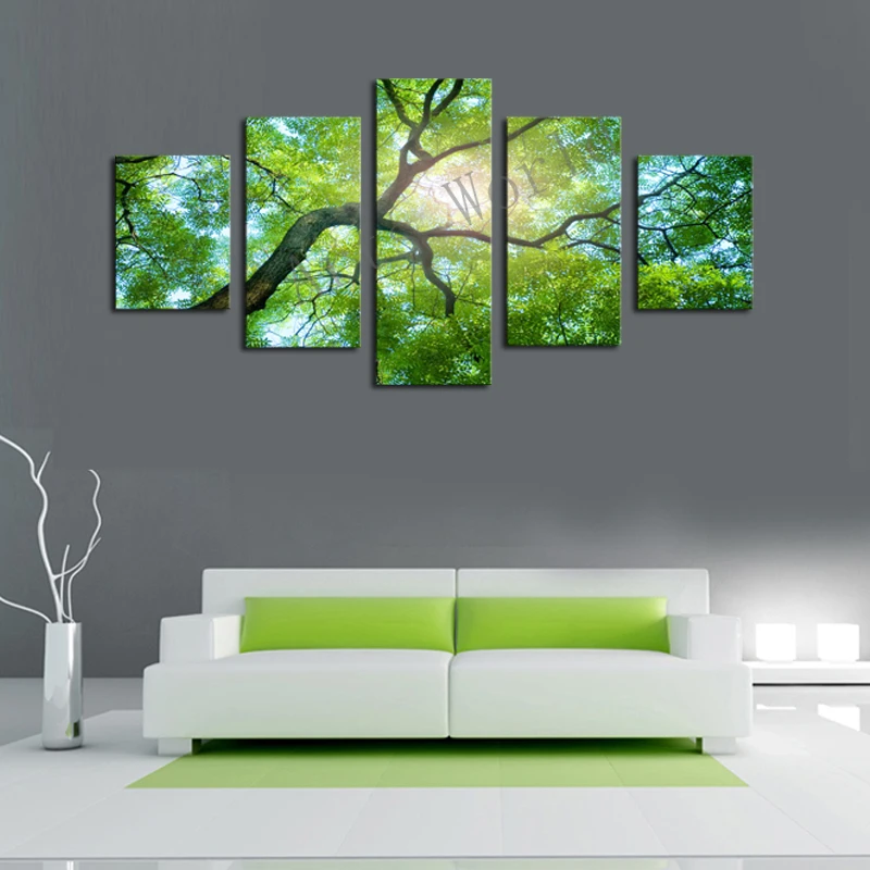 Картина на холсте с зелеными деревьями искусство HD печать картина без рамы по