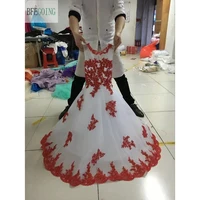 ball gown flower girl dress white tulle redruby appliques scoop sleeveless party dress custom made