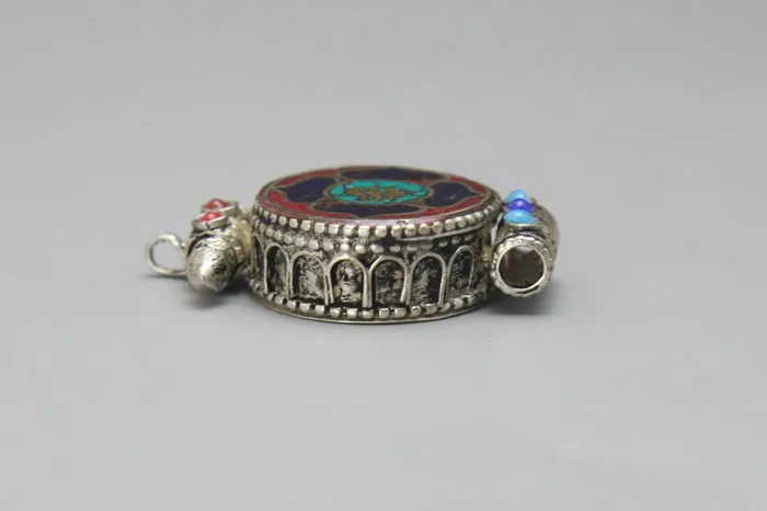 TGB096 Оптовая Тибетский ГАУ амулет медный инкрустированный цветной камень круглая