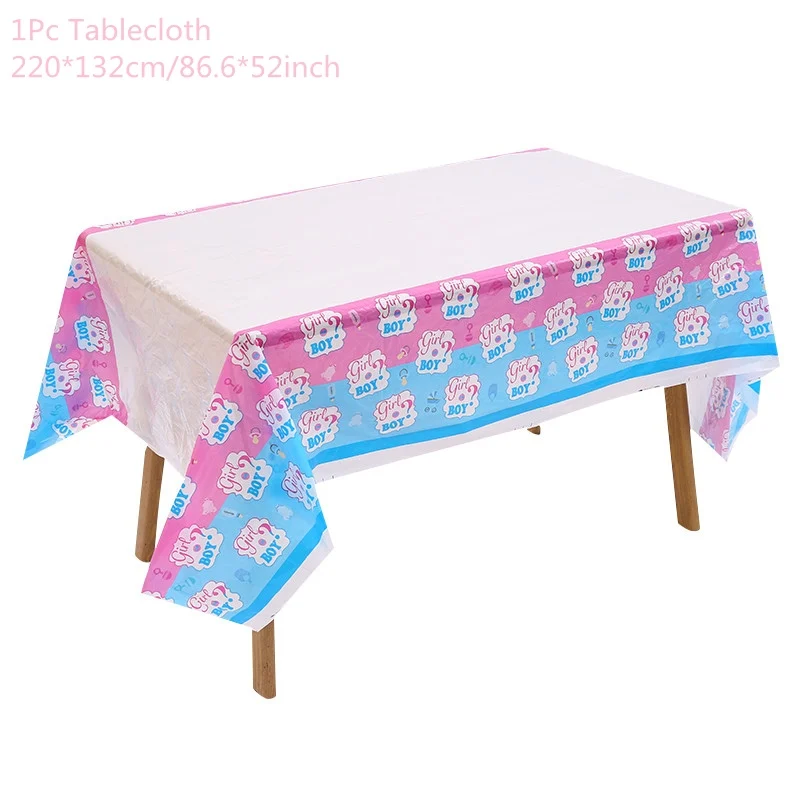 1pcs tablecloth Вечерние украшения для мальчиков или девочек, баннеры с воздушными шарами, одноразовые столовые приборы для мальчиков и девочек, украшения для душа для малышей, воздушные шары - Цвет: 1pcs tablecloth