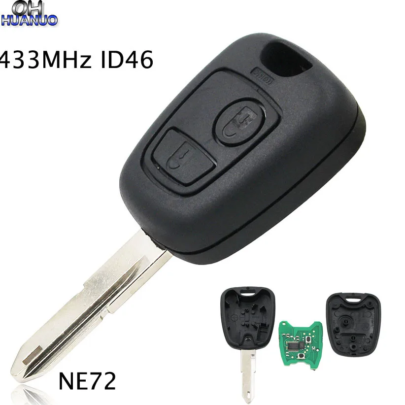 Ключ дистанционного управления с 2 кнопками для Peugeot 206 306 405 ключ транспондер