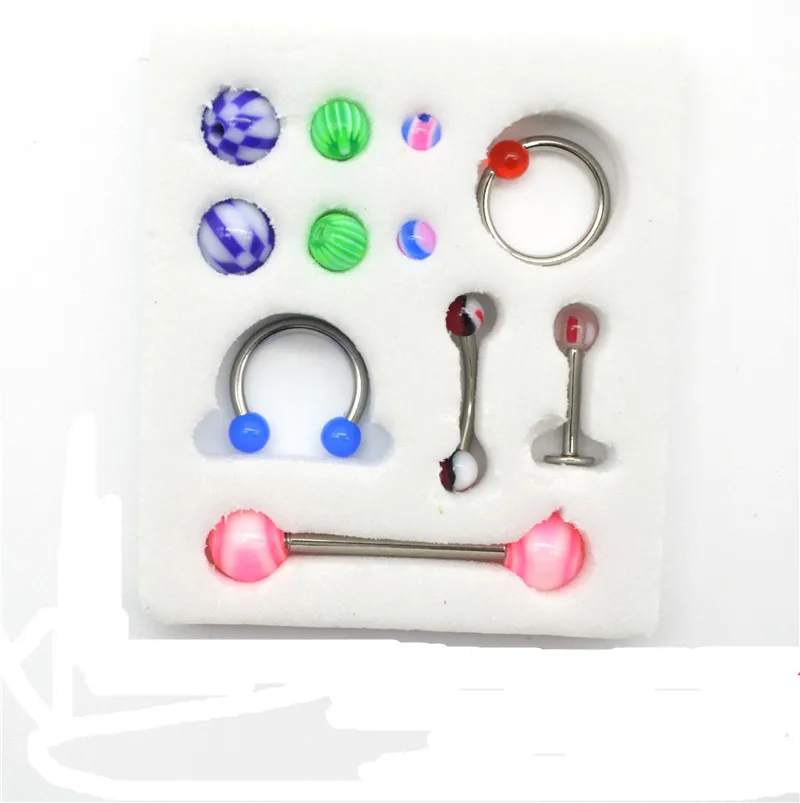 Набор украшений для пирсинга бровей губ ушей живота УФ мячик 316l нержавеющая