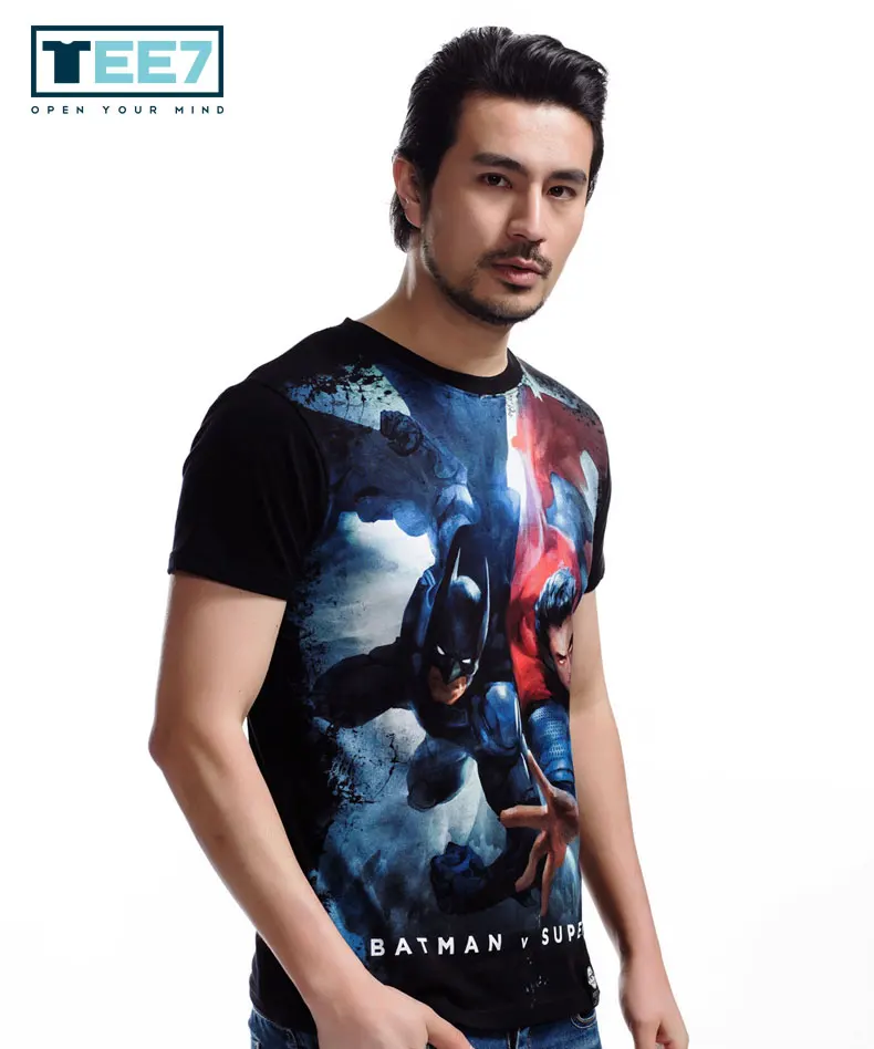 TEE7 DC Бэтмен v Супермен 100% хлопковая футболка Dawn of Justice модные тонкие футболки с
